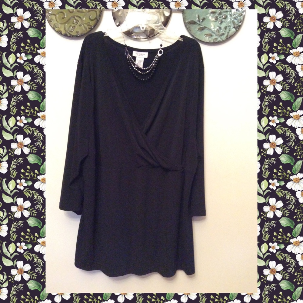 Avenue Sleek Wrap Stretch Knit Empire Bodice Top - Picture 2 of 5